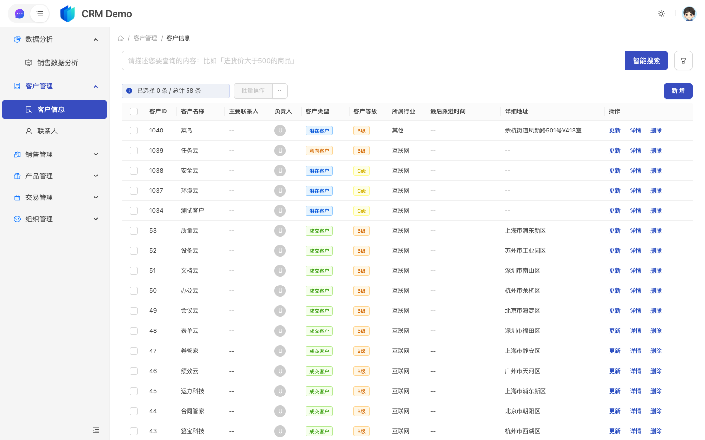 标准列表页（客户信息）